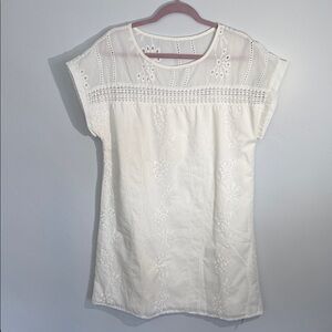 Casual White Eyelet Women's Mini Dress